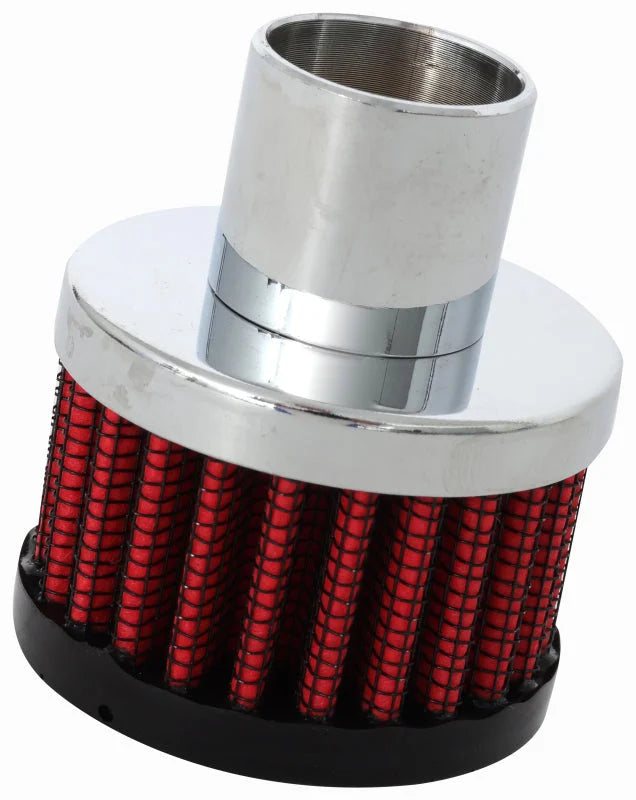 K&N Steel Base Crankcase Vent Filter/Breather 1in Vent OD x 2in OD x 1.5in Height - Back View