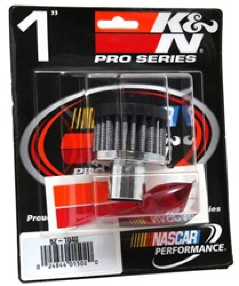 K&N Steel Base Crankcase Vent Filter/Breather 1in Vent OD x 2in OD x 1.5in Height - Installation View