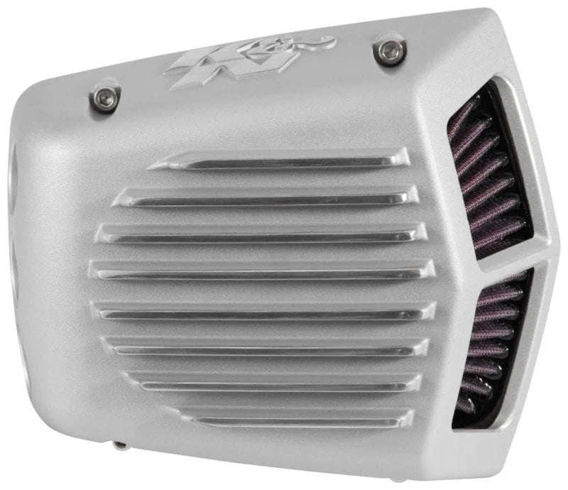 K&N Street Metal Intake System 08-16 Harley Davidson Shaker Silver H/D Touring Models - Side View
