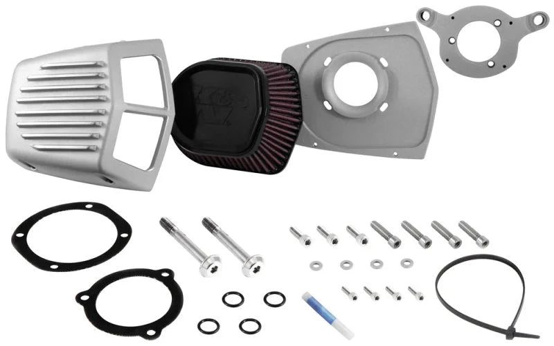 K&N Street Metal Intake System 08-16 Harley Davidson Shaker Silver H/D Touring Models - Additional View 5