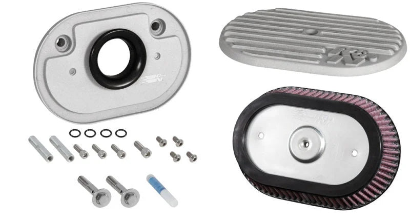 K&N Street Metal Intake System 2017 Harley Davidson Shaker Silver H/D Touring Models - Side View