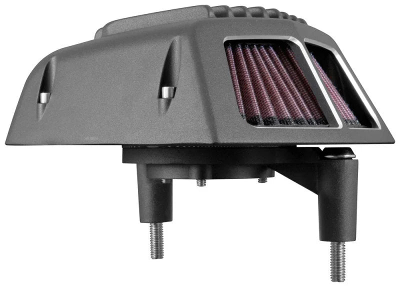 K&N Street Metal Intake System for 01-16 Harley Davidson Softail/Dyna - Shaker Black - Back View