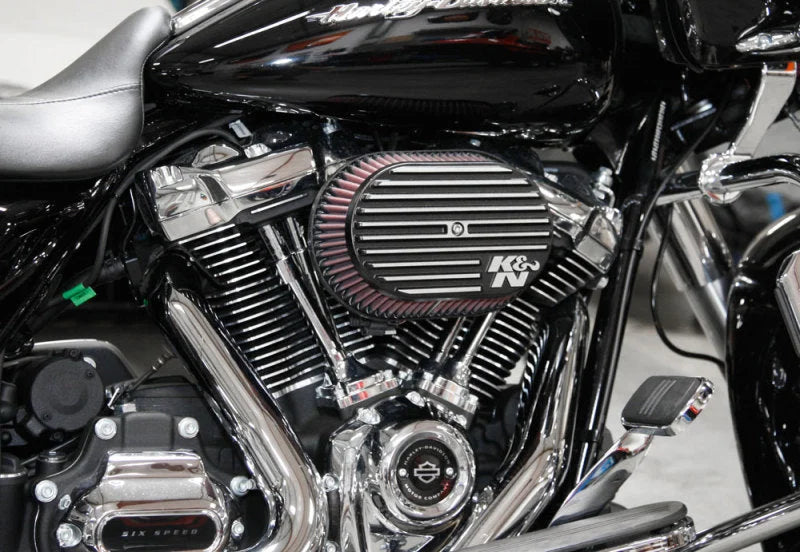 K&N Street Metal Intake System for 02-06 Harley Davidson Road King F/I 88cl Side Draft Dyna/Softail - Installation View
