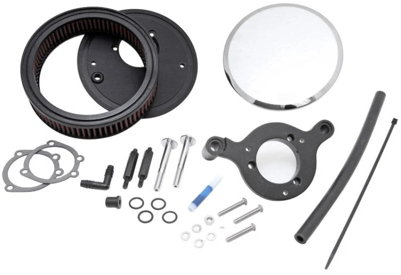 K&N Street Round Metal Intake System - Harley Davidson - Red Filter 6-8 Size 2.4in In Dia 2.5in H - Detail View