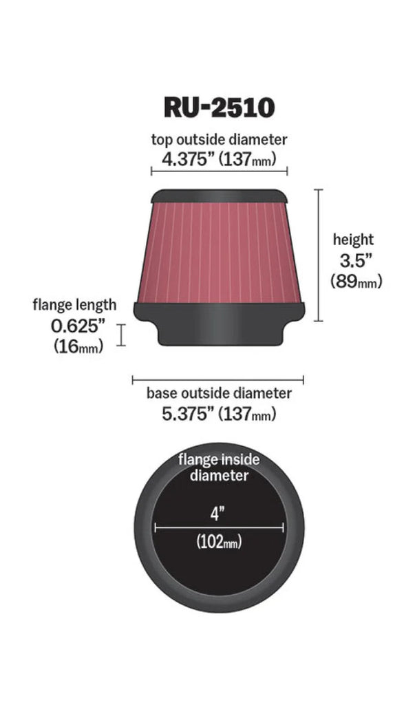 K&N Universal 4 Inch Filter - Additional View 5