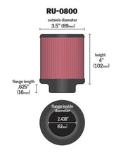 Load image into Gallery viewer, K&amp;N Universal Air Filter - 2-7/16in Flange x 3-1/2in OD x 4in Height - Installation View