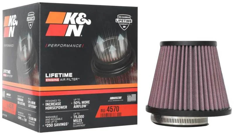 K&N Universal Air Filter 2-7/8in Flange / 5-3/16in Base / 3-1/2in Top / 4-7/16in Height - Installation View