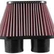 Load image into Gallery viewer, K&amp;N Universal Air Filter - 3in Dual Flange / 10x5.125in Base / 6.375x3.0625in Top / 5.5in Height - Side View