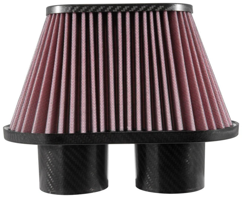 K&N Universal Air Filter - 3in Dual Flange / 10x5.125in Base / 6.375x3.0625in Top / 5.5in Height - Side View