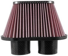 Load image into Gallery viewer, K&amp;N Universal Air Filter - 3in Dual Flange / 10x5.125in Base / 6.375x3.0625in Top / 5.5in Height - Side View