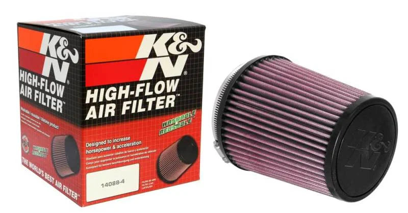 K&N Universal Air Filter 4in Flange / 5-3/8in Base / 4-1/2in Top / 6in Height - Back View