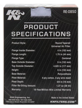 Load image into Gallery viewer, K&amp;N Universal Air Filter (4in. Flange / 6in. Base OD / 4-5/8in. Top OD / 6in. Height) - Additional View 15
