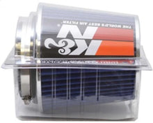 Load image into Gallery viewer, K&amp;N Universal Air Filter Chrome Round Tapered Blue - 4in Flange ID x 1.125in Flange Length x 5.5in H - Side View