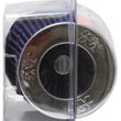 Load image into Gallery viewer, K&amp;N Universal Air Filter Chrome Round Tapered Blue - 4in Flange ID x 1.125in Flange Length x 5.5in H - Back View