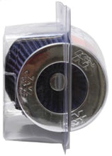Load image into Gallery viewer, K&amp;N Universal Air Filter Chrome Round Tapered Blue - 4in Flange ID x 1.125in Flange Length x 5.5in H - Back View