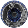 Load image into Gallery viewer, K&amp;N Universal Air Filter Chrome Round Tapered Blue - 4in Flange ID x 1.125in Flange Length x 5.5in H - Installation View