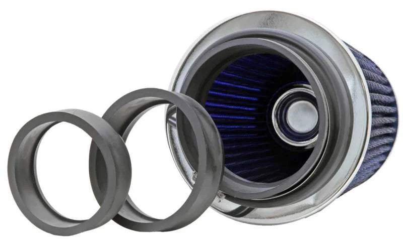 K&N Universal Air Filter Chrome Round Tapered Blue - 4in Flange ID x 1.125in Flange Length x 5.5in H - Additional View 7