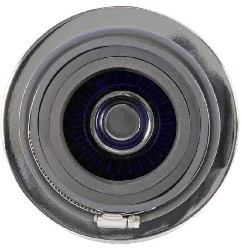 K&N Universal Air Filter Chrome Round Tapered Blue - 4in Flange ID x 1.125in Flange Length x 5.5in H - Additional View 8