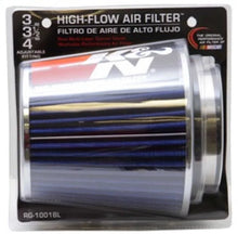Load image into Gallery viewer, K&amp;N Universal Air Filter Chrome Round Tapered Blue - 4in Flange ID x 1.125in Flange Length x 5.5in H - Additional View 9