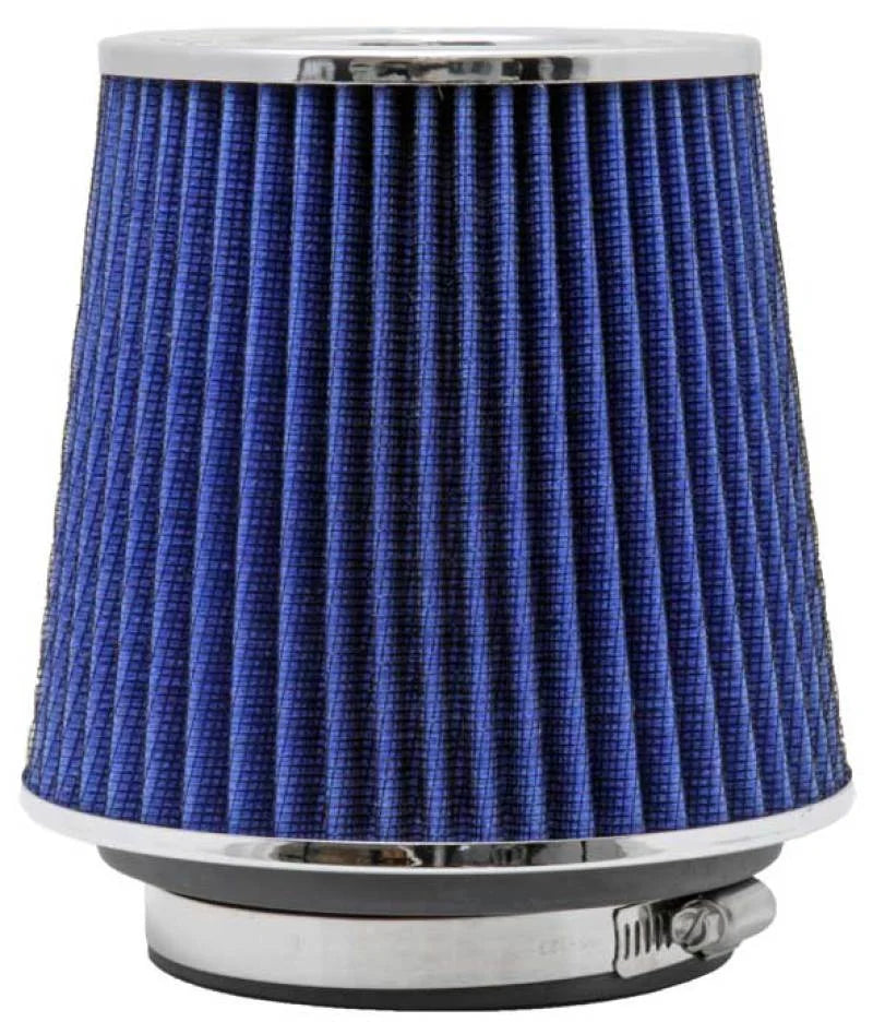 K&N Universal Air Filter Chrome Round Tapered Blue - 4in Flange ID x 1.125in Flange Length x 5.5in H - Additional View 12