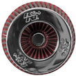 Load image into Gallery viewer, K&amp;N Universal Air Filter Chrome Round Tapered Red - 4in Flange ID x 1.125in Flange Length x 5.5in H - Main Product View