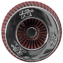 Load image into Gallery viewer, K&amp;N Universal Air Filter Chrome Round Tapered Red - 4in Flange ID x 1.125in Flange Length x 5.5in H - Main Product View