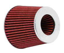 Load image into Gallery viewer, K&amp;N Universal Air Filter Chrome Round Tapered Red - 4in Flange ID x 1.125in Flange Length x 5.5in H - Side View