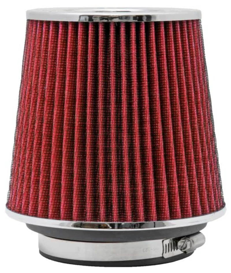 K&N Universal Air Filter Chrome Round Tapered Red - 4in Flange ID x 1.125in Flange Length x 5.5in H - Installation View