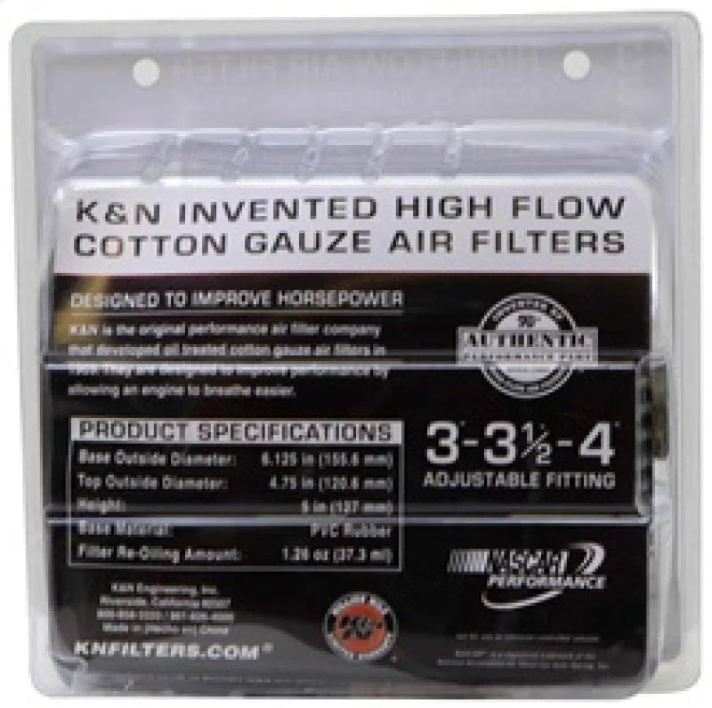 K&N Universal Air Filter Chrome Round Tapered Red - 4in Flange ID x 1.125in Flange Length x 5.5in H - Additional View 6