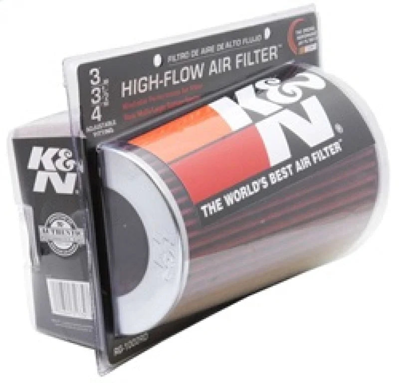 K&N Universal Air Filter Chrome Round Tapered Red - 4in Flange ID x 1.125in Flange Length x 9.5in H - Back View