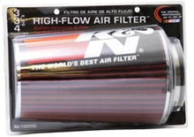 Load image into Gallery viewer, K&amp;N Universal Air Filter Chrome Round Tapered Red - 4in Flange ID x 1.125in Flange Length x 9.5in H - Installation View