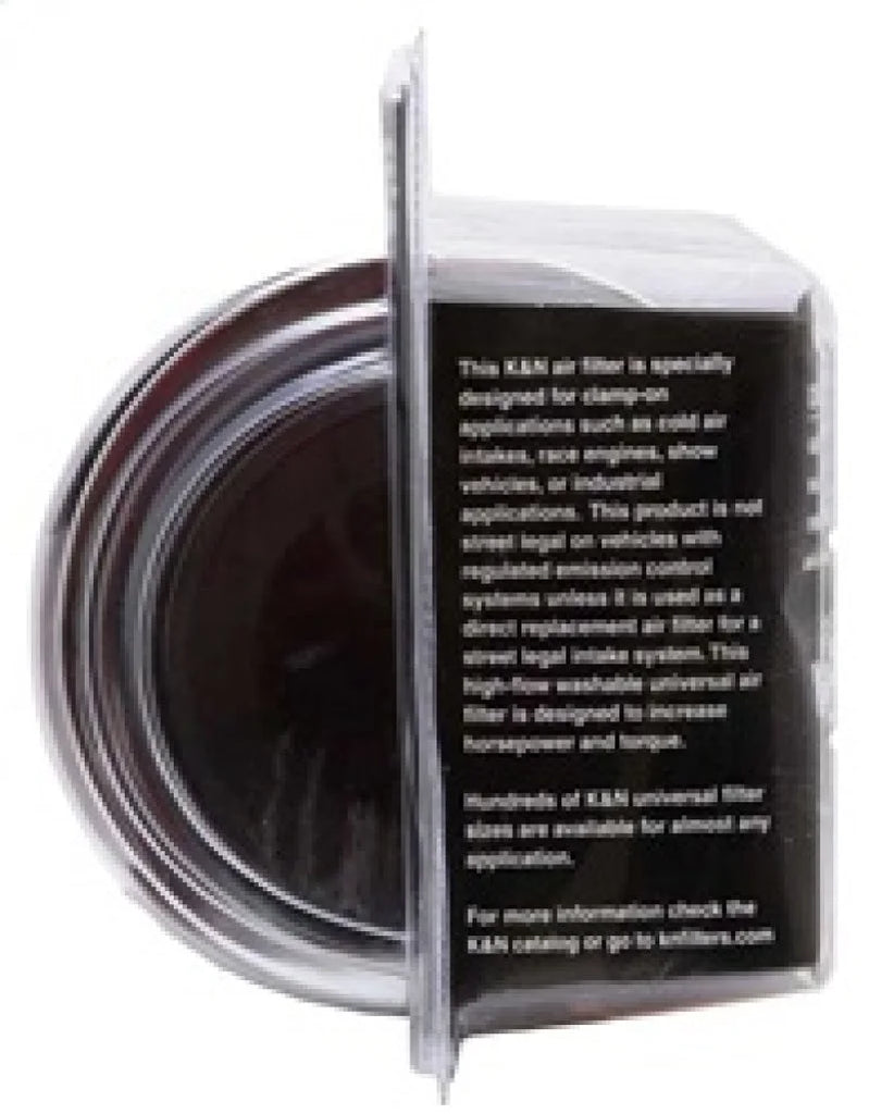 K&N Universal Air Filter Chrome Round Tapered Red - 4in Flange ID x 1.125in Flange Length x 9.5in H - Additional View 10
