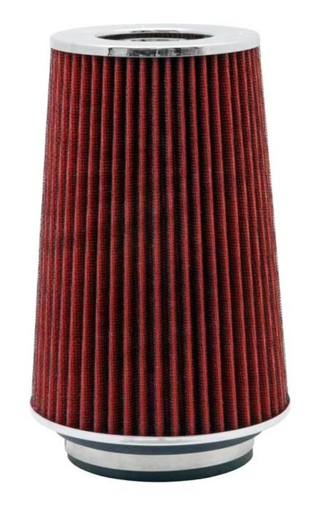 K&N Universal Air Filter Chrome Round Tapered Red - 4in Flange ID x 1.125in Flange Length x 9.5in H - Additional View 11