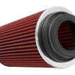 Load image into Gallery viewer, K&amp;N Universal Air Filter Chrome Round Tapered Red -4in Flange ID x 1.125in Flange Length x 5.5in H - Side View