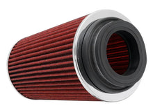 Load image into Gallery viewer, K&amp;N Universal Air Filter Chrome Round Tapered Red -4in Flange ID x 1.125in Flange Length x 5.5in H - Side View