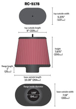 Load image into Gallery viewer, K&amp;N Universal Air Filter - Oval Straight - 3.688in Flange ID x 10.25in Base O/S Length x 7.875in H - Side View