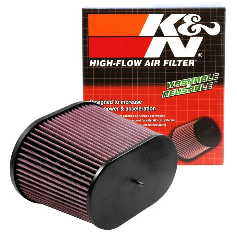 K&N Universal Air Filter - Oval Straight - 3.688in Flange ID x 10.25in Base O/S Length x 7.875in H - Detail View