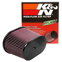 Load image into Gallery viewer, K&amp;N Universal Air Filter - Oval Straight - 3.688in Flange ID x 10.25in Base O/S Length x 7.875in H - Detail View