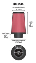 Load image into Gallery viewer, K&amp;N Universal Chrome Filter 1 15/16 inch FLG / 3 inch Base / 2 inch Top / 3 inch Height - Additional View 11