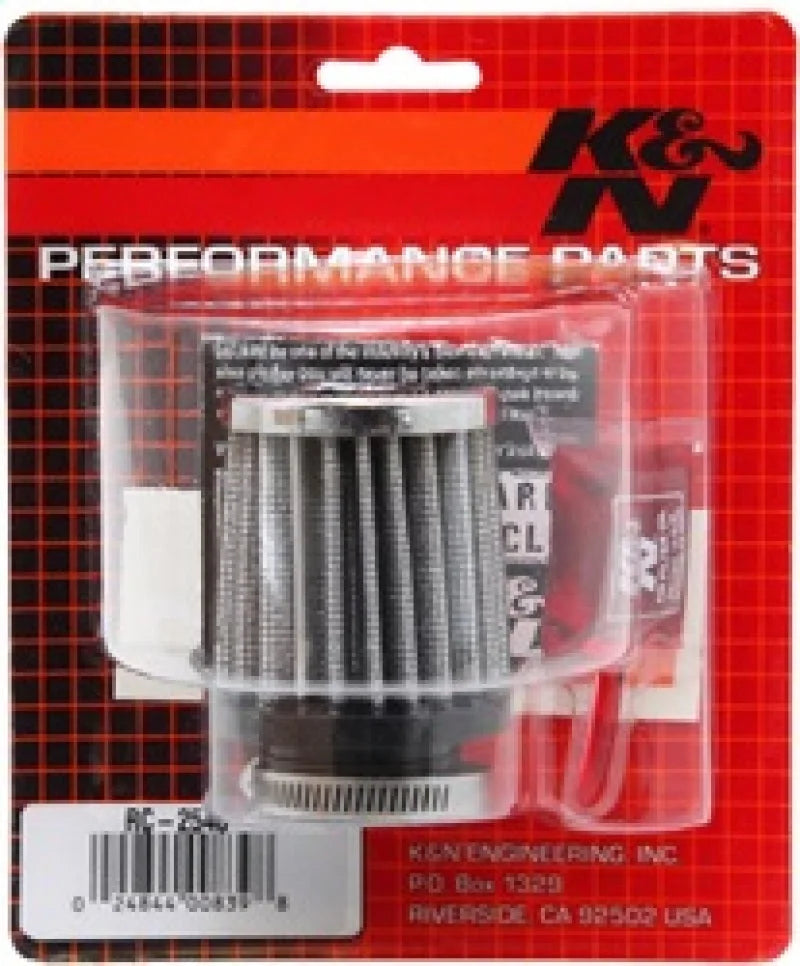 K&N Universal Chrome Filter 1 1/8 inch FLG / 2 1/4 inch Bottom / 2 inch Top / 2.5 inch Height - Side View