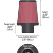 Load image into Gallery viewer, K&amp;N Universal Chrome Filter 1 3/8 inch FLG / 2 1/2 inch Base / 2 inch Top / 2 1/4 inch Height - Side View