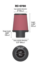 Load image into Gallery viewer, K&amp;N Universal Chrome Filter 1 3/8 inch FLG / 2 1/2 inch Base / 2 inch Top / 2 1/4 inch Height - Side View
