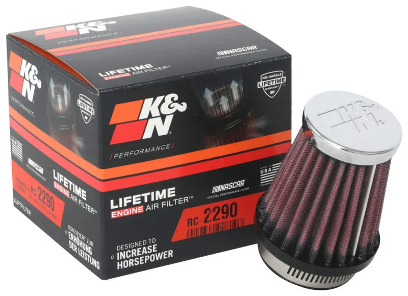 K&N Universal Chrome Filter 1 9/16 inch FLG / 2 5/8 inch Bottom / 2 inch Top / 3 inch Height - Additional View 9