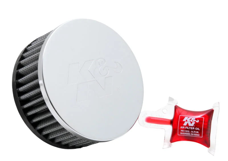 K&N Universal Chrome Filter 2 1/2 inch O/S FLG / 4 1/2 inch OD / 2 inch Height - Main Product View