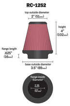 Load image into Gallery viewer, K&amp;N Universal Chrome Filter 2.25in Flange / 3.5in Base / 2in Top / 4in Height - 2 Per Box - Side View