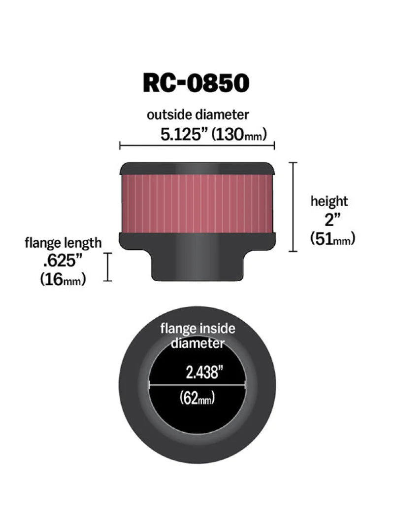 K&N Universal Chrome Filter 2.438in Flange ID x 5.125in OD x 2in H - Additional View 11