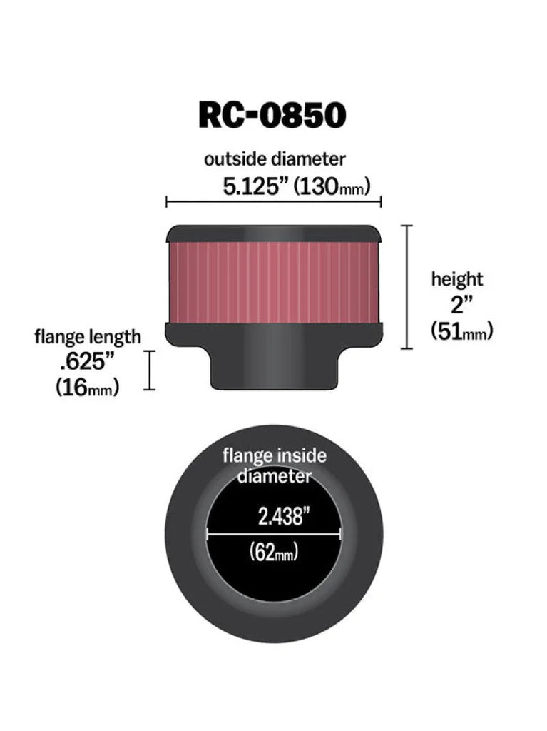 K&N Universal Chrome Filter 2.438in Flange ID x 5.125in OD x 2in H - Additional View 11