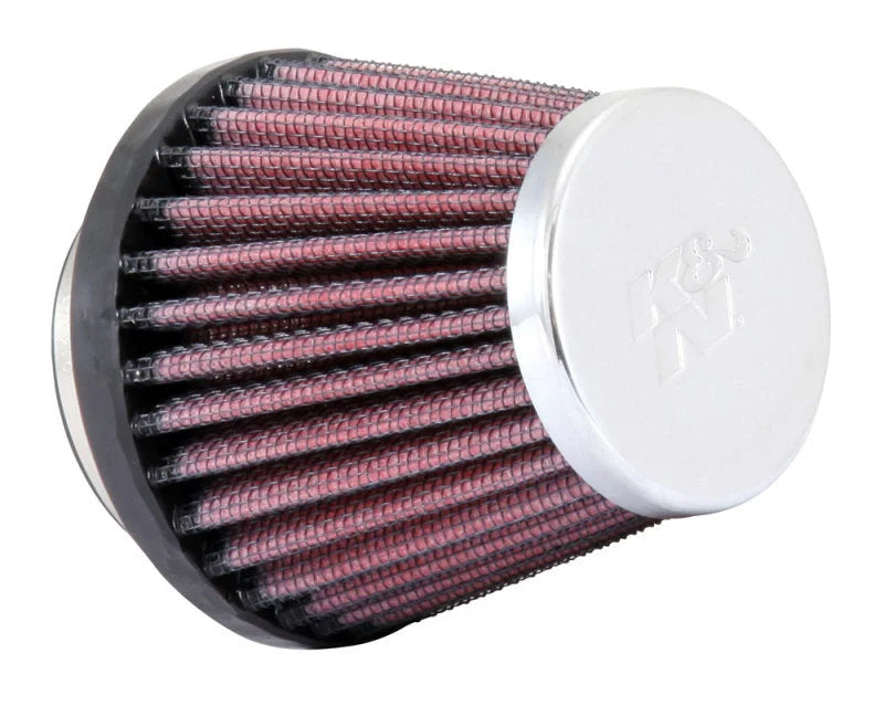 K&N Universal Chrome Filter-Round Tapered-1.688in Flange ID x 2in Top OD x 3in Base OD x 2.75in H - Main Product View