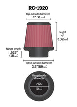 Load image into Gallery viewer, K&amp;N Universal Clamp-On Air Filter 2-1/8in Flange 3-1/2in Base 2in Top 4in Height - Side View
