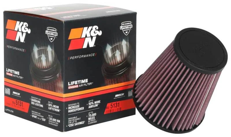 K&N Universal Clamp-On Air Filter 2-3/4in FLG / 5-1/16in B / 3-1/2in T / 5-1/2in H - Installation View